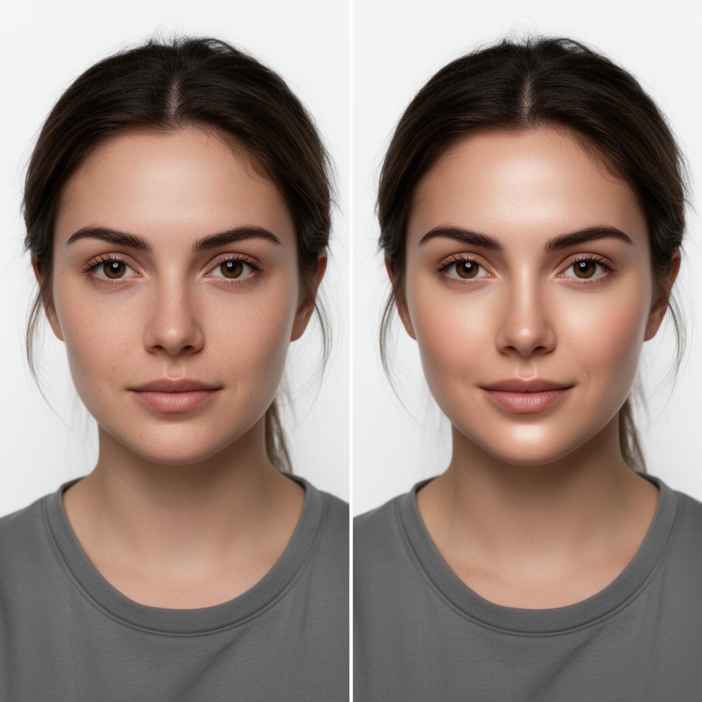 Woman before and after using the Main Character Kit